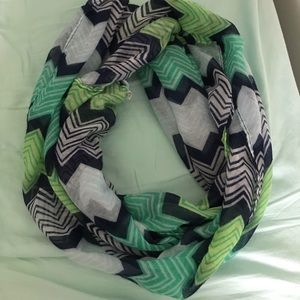 chevron infinity scarf blue and green
